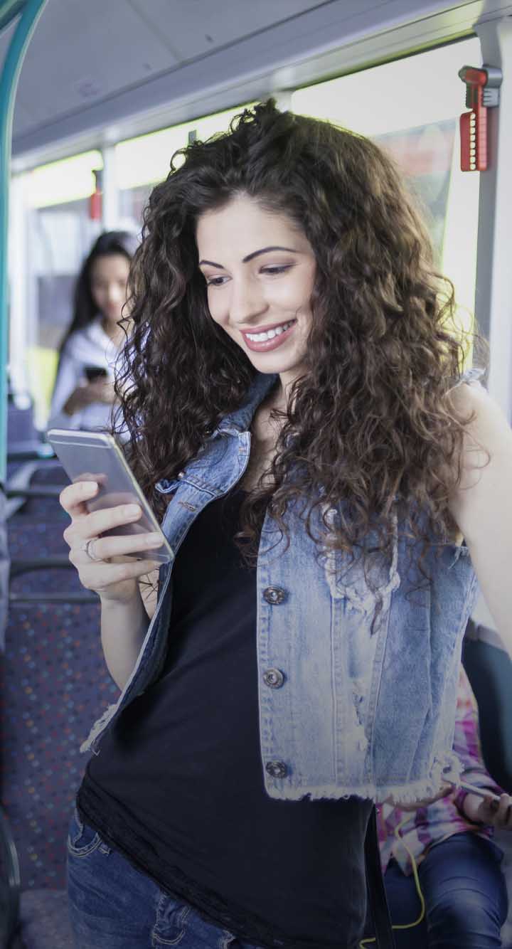 woman traveling on public transportation