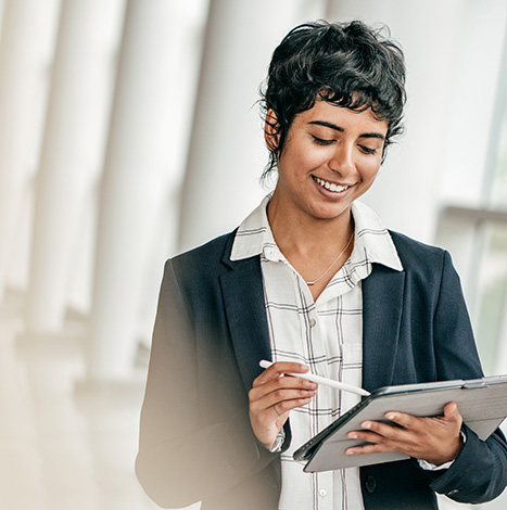 Woman holding a tablet