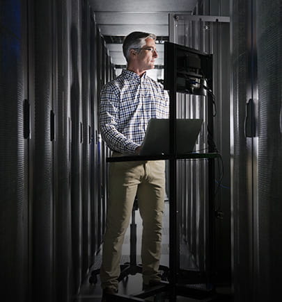 Man in server room