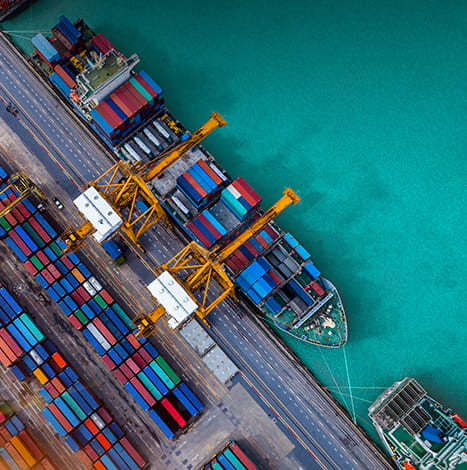 aerial view a large cargo ship