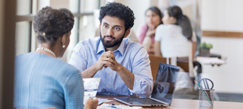 man meeting with woman