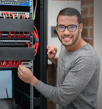 IT person in server room