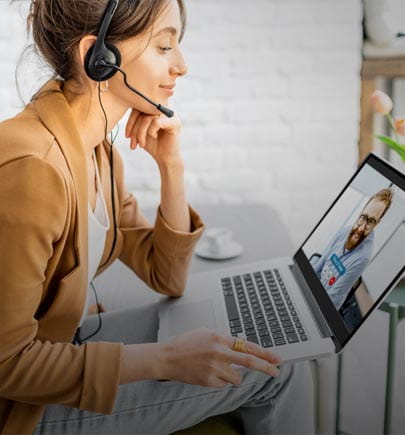 woman in virtual meeting