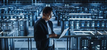 Man working in data center