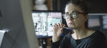 woman looking at screen