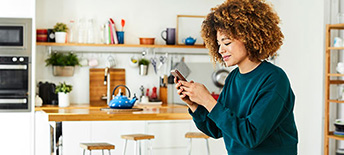 Woman looking a banking screen