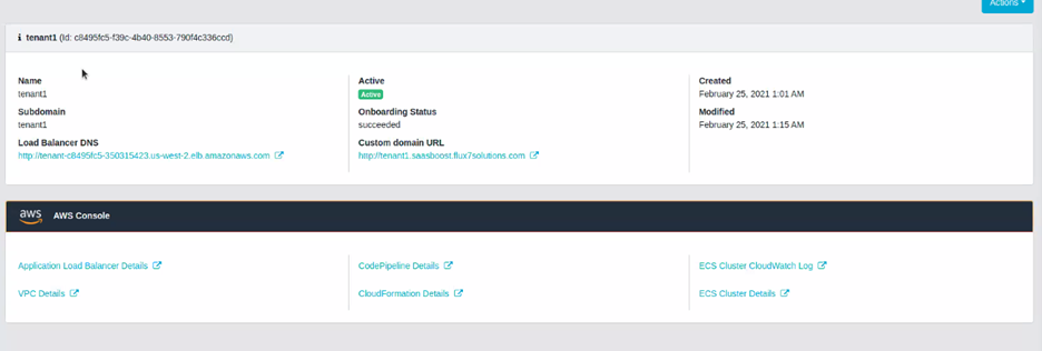 AWS SaaS Boost Console