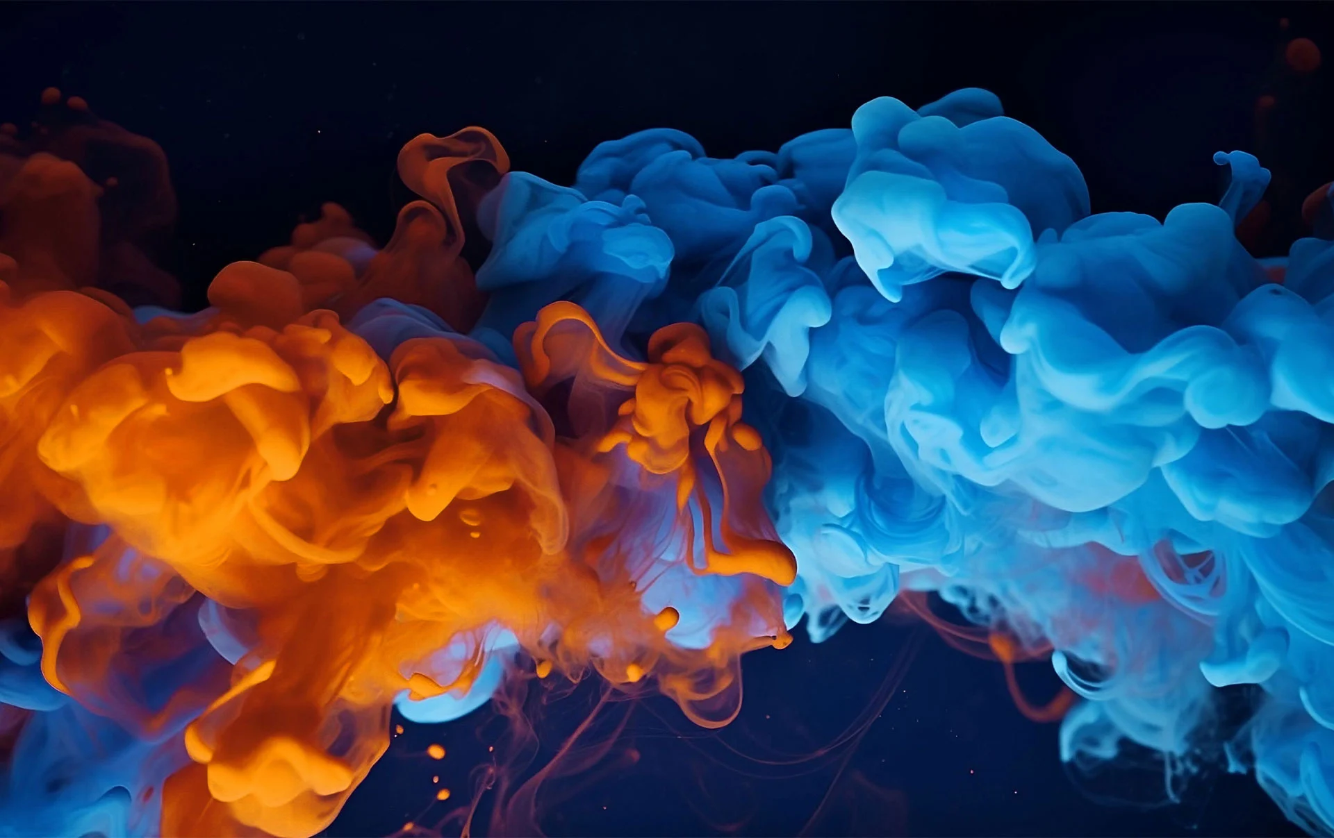 blue and orange clouds of smoke