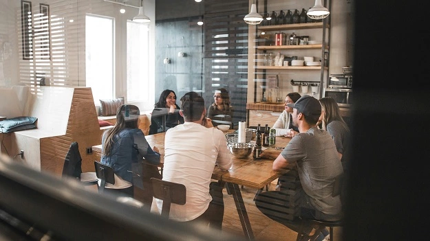 group of friends around a table